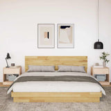 Bed Frame with Headboard without Mattress 200x200 cm Solid Wood Oak 3315738