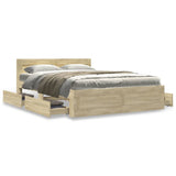 Bed Frame with Headboard without Mattress Sonoma Oak 140x190 cm 3295592