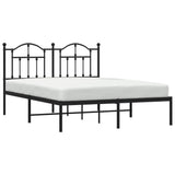 Metal Bed Frame without Mattress with Headboard Black 140x190cm 353439