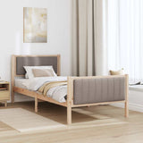 Bed frame Brown and taupe 90 x 200 cm Solid pine wood 878497