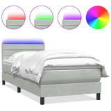 Box Spring Bed with Mattress&LED Light Grey 80x210 cm Velvet 3316953