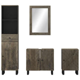 4 Piece Bathroom Furniture Set Black Solid Wood Mango 3310002