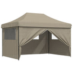 Foldable Party Tent Pop-Up with 4 Sidewalls Taupe 4005026