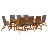 9-Piece Garden Dining Set Natural Solid Acacia Wood 3434585