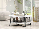Two-Tier Marble-Effect Coffee Table - White/Black T3398P342304