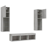 5 Piece TV Wall Units with LED Grey Sonoma Engineered Wood 3216609