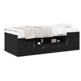 Daybed with Drawers without Mattress Black 90x190 cm Single 3280252