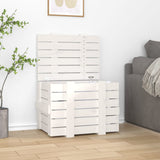 Storage Box White 58x40.5x42 cm Solid Wood Pine 824994