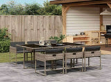 Garden Dining Set Grey PE rattan, powder-coated steel, tempered glass 3211268