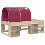 Bed Frame with Tunnel 3 pcs Sonoma Oak and Red Engineered Wood 3423639