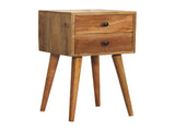 Solid Wood Mini Oak-ish Bedside, 2 Drawers, Brown B2743P402998