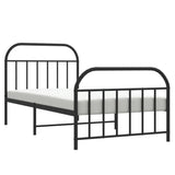Metal Bed Frame without Mattress with Footboard Black 107x203cm 353649