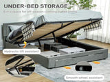 Double Size Ottoman Bed Frame, with Front Drawer - Grey T3398P378115
