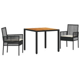 Garden Dining Set 3 pcs Black Poly rattan 3334901