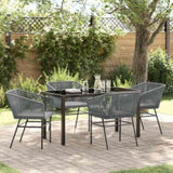Garden Dining Set with Cushion 5 pcs Grey Powder-Coated Steel 3380934