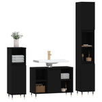 ZNTS 3 Piece Bathroom Furniture Set Black Engineered Wood 3190292
