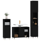 ZNTS 3 Piece Bathroom Furniture Set Black Engineered Wood 3190292