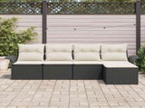 Outdoor Sofa with Cushion 5 pcs Black Poly Rattan 3345317