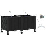 Garden Planter with Irrigation&Wheels 2 pcs Black PP 3422995