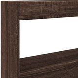 Headboard Cabinet with LED Brown Oak 120x17x102 cm 839195