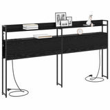 Headboard with Shelf Black oak 200 cm Engineered wood 859715
