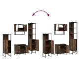 4 Piece Bathroom Furniture Set Smoked Oak Engineered Wood 3214712