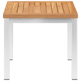 ZNTS Garden Side Table 45x45x38 cm Solid Teak Wood and Stainless Steel 46512