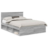 Bed Frame Grey Sonoma 140 x 190 cm Engineered wood 3407873