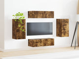 TV Wall Cabinet Set 4 pcs Smoked Oak Engineered Wood 3408921