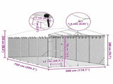 Outdoor Dog Kennel with Roof Silver 3x7.5x2.5 m Galvanised Steel 3190489