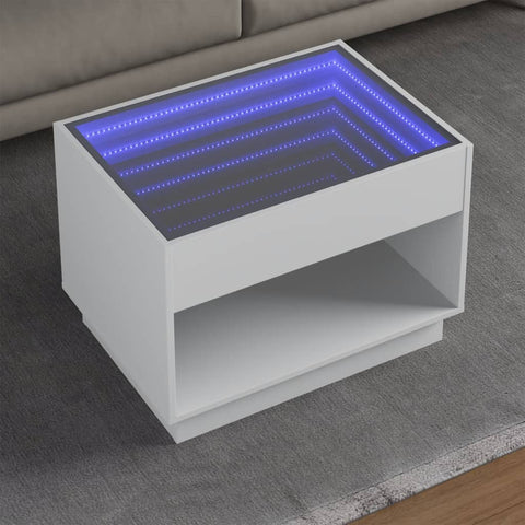 ZNTS Coffee Table with Infinity LED White 70x50x50 cm 847658