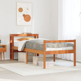 Bed Frame with Headboard without Mattress Wax Brown 75x190 cm Small Single 3305875