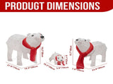 Set of 3 Lighted Polar Bear Family Christmas Decorations, Pre-lit Holiday Decor with 190 Warm White 26035753