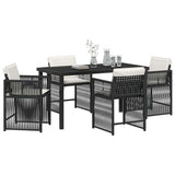 Garden Dining Set 5 pcs Black Poly Rattan 3380770
