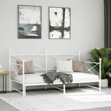 Daybed with Trundle without Mattress White 100x190 cm Steel 4104690