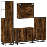 4 Piece Bathroom Furniture Set Smoked Oak Engineered Wood 3301262