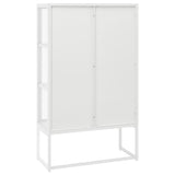 Highboard White 80x35x135 cm Steel and Tempered Glass 335884