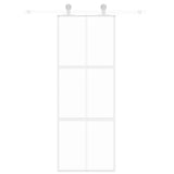 Sliding Door White 76x205 cm Tempered Glass and Aluminium 155216