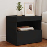 Bedside Cabinet with LED Lights Black 50x40x45 cm 836765