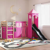 Bunk Bed without Mattress with Slide and Curtains Pink 90x190 cm Single 3284208