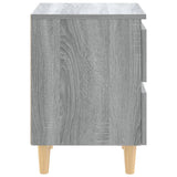 Bed Cabinets with Solid Wood Legs 2 pcs Grey Sonoma 40x35x50 cm 813125
