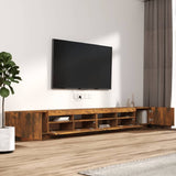 3 Piece TV Cabinet Set with LED Lights Smoked Oak Engineered Wood 3120176