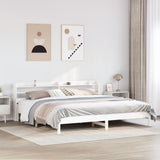 Bed Frame without Mattress White 200x200 cm Solid Wood Pine 3306877