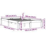 Bed Frame without Mattress Wax Brown 120x190 cm Small Double Solid Wood Pine 844839