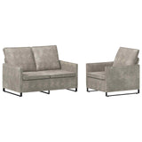 Sofa Set 2 pcs Light Grey Faux Suede Fabric 3433119