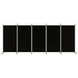 5-Panel Room Divider Black 433x180 cm Fabric 350269