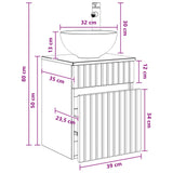 Wall-mounted Sink Vanity Black 39 x 35 x 63 cm Engineered Wood 890543