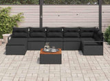 Garden Sofa Set with Cushion 8 pcs Black Poly Rattan 3347737