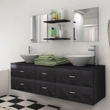 Nine Piece Bathroom Furniture Set with Basin with Tap Black 273689