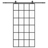 Sliding Door with Hardware Set Black 102x205 cm ESG Glass 3375855